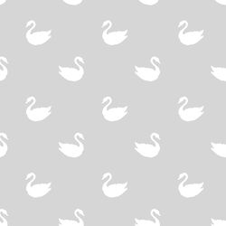 Swan Silhouette in White on Silver