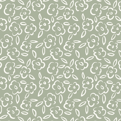 Painted Bloom in Ivory on Thyme Green