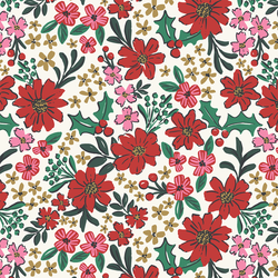 Large Christmas Floral in Bright Cream
