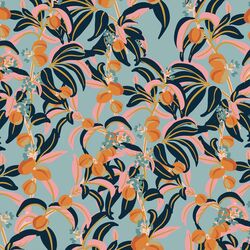 Peach Blossoms in Spruce Green