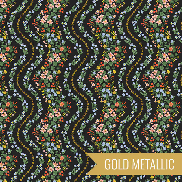 Wildwood Vines in Black Metallic