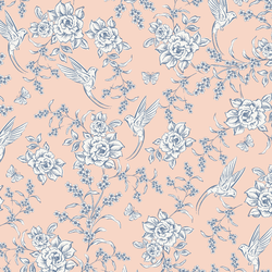 Aviary Toile in Pink Sunset
