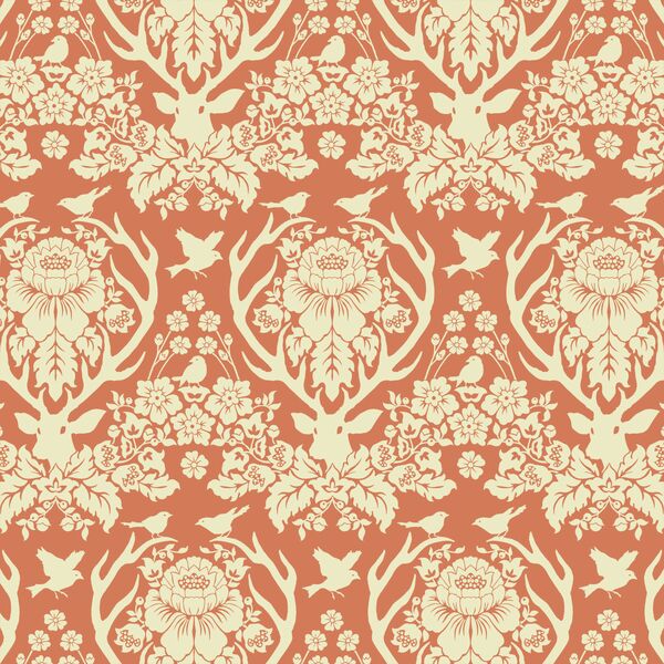 Little Antler Damask in Tiger Lily