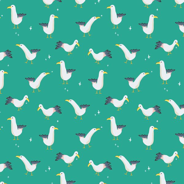 Gulls in Sea Green