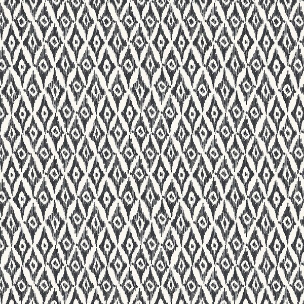 Ikat Diamonds in Charcoal on Cream