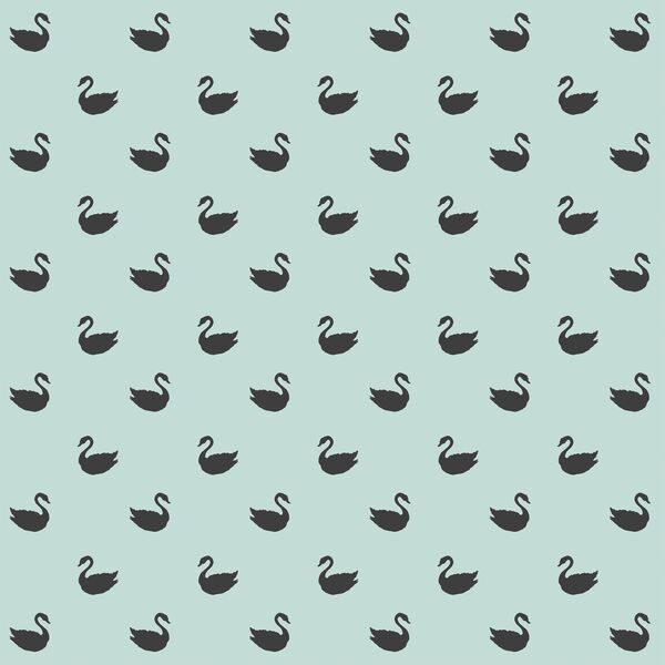 Small Swan Silhouettes in Onyx on Mint Green