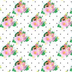 Island Florals in Black Dot