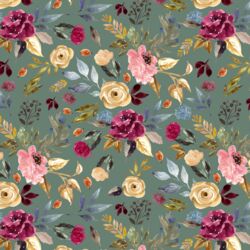 Rose Garden in Dusty Jade