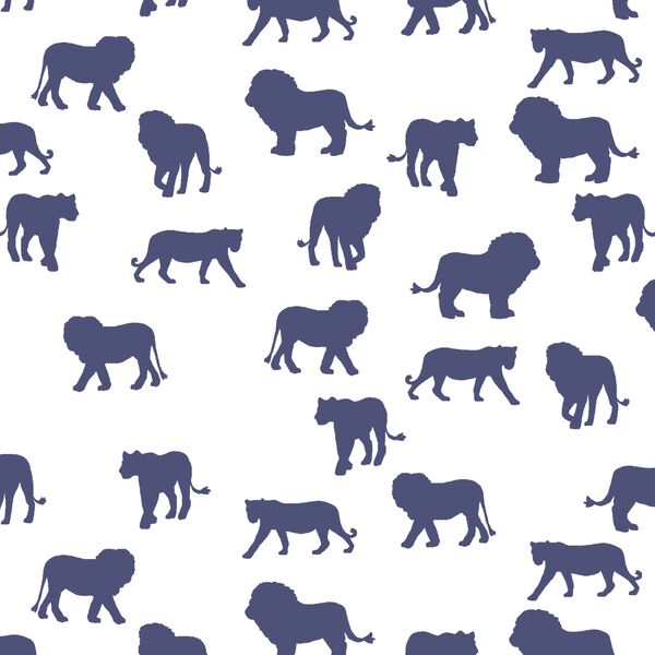 Lion Silhouette in Indigo on White