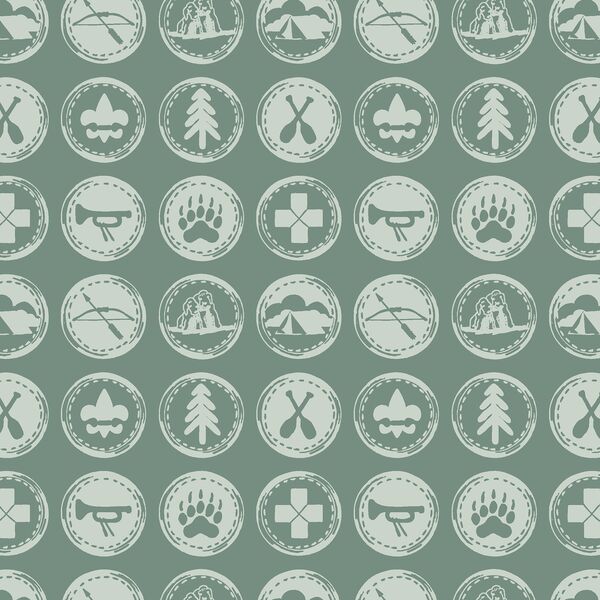 Scout Badges Silhouette in Milky Green on Green Bay