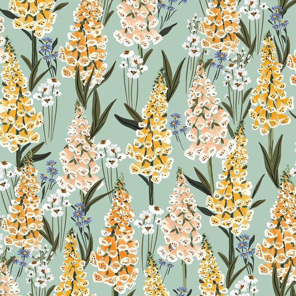 Vintage Foxgloves in Laurel Green