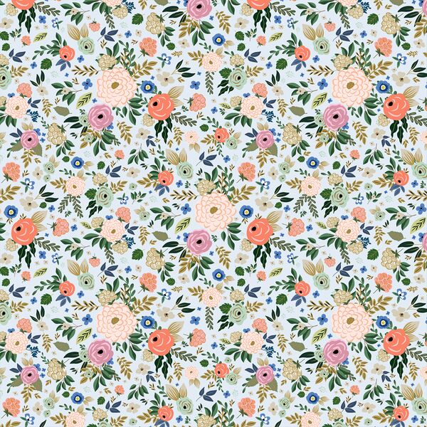 Small Deco Floral in Cloudy Blue