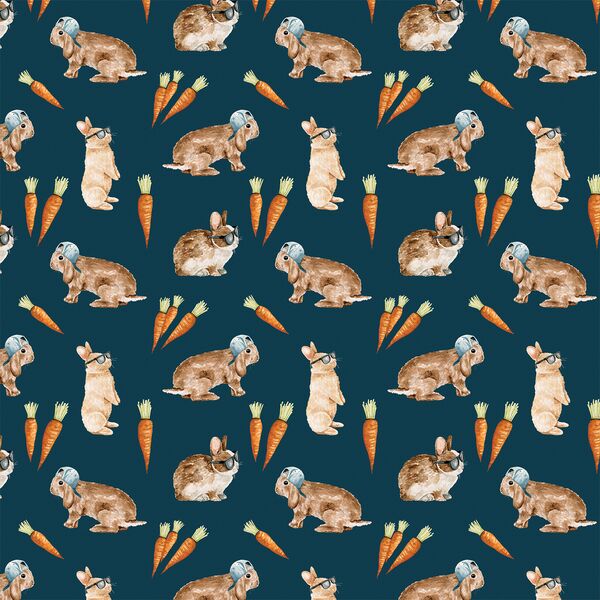 Little Cool Bunnies and Carrots in Navy