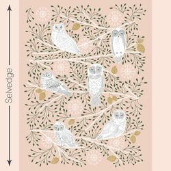 Snowy Owl Quilt Panel in Shell