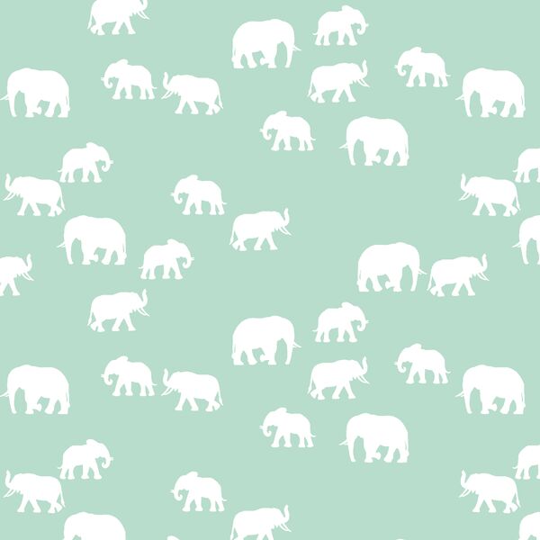Elephant Silhouette in Mint