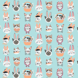 Easter Cats in Aqua