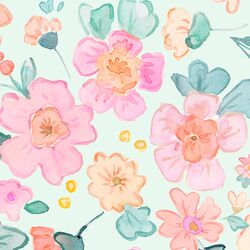 Large Park Flowers in Aqua