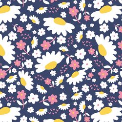 Daisies in Rose and Navy