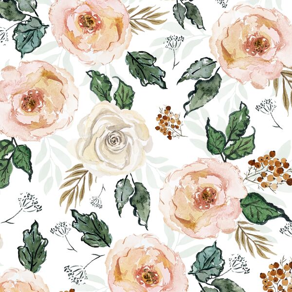 Large Frosted Floral in Snow White