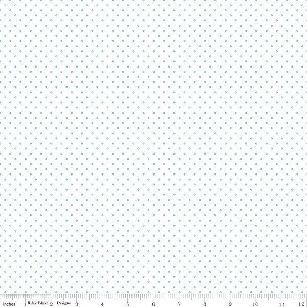 Swiss Dot in Aqua on White