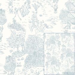 Joyful Farm Toile in Baby Blue