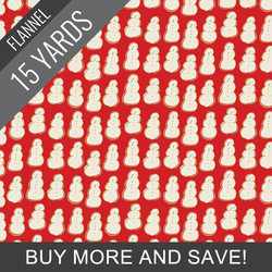 Frosty Snowman Flannel in Jolly Red - 15 Yard Bolt