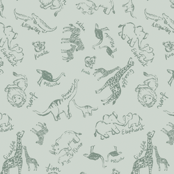 Zoo Animals in Light Sage
