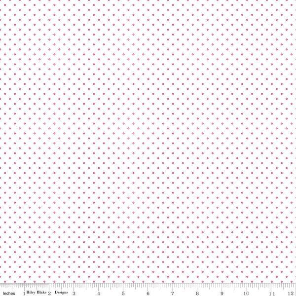 Swiss Dot in Hot Pink on White