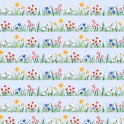 Flower Rows in Cloud Blue