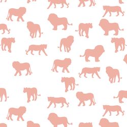 Lion Silhouette in Peony on White