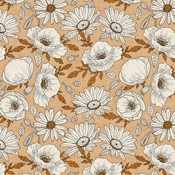 Poppies and Daisies in Tawny