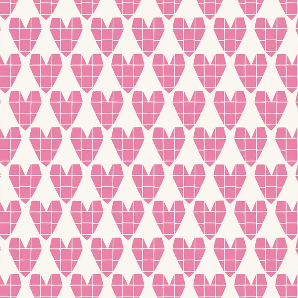 Origami Heart in Aurora Pink on Cream
