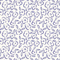 Painted Bloom in Periwinkle on Ivory