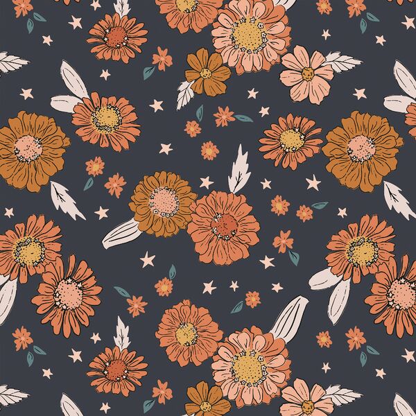 Floral Stardust in Charcoal