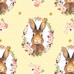 Bunny Love on Polka Dots in Lemon Chiffon