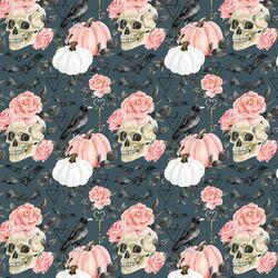 Small Halloween Floral in Midnight Blue