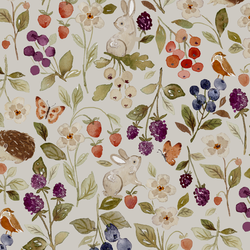 Berries and Bunnies in French Gray