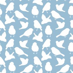 Spring Bird Silhouette in Serene Blue