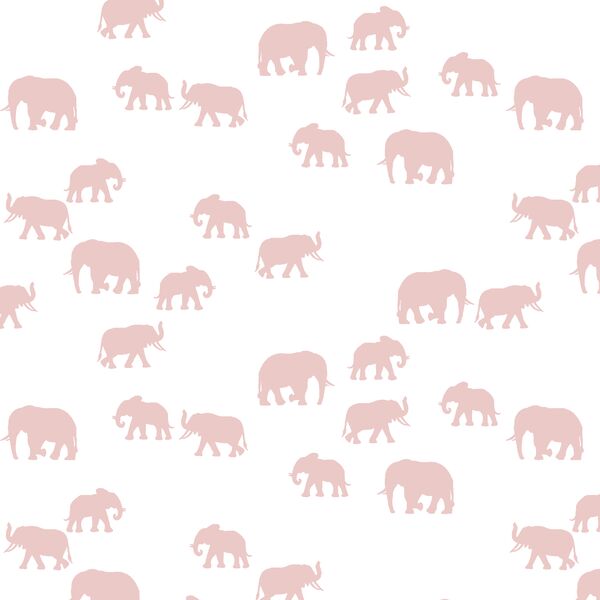 Elephant Silhouette in Blush on White