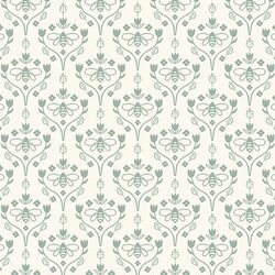 Vine Damask in Mint on Cream