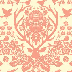 Antler Damask in Blossom on Ivory