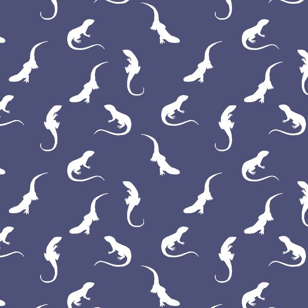 Iguana Silhouette in Indigo