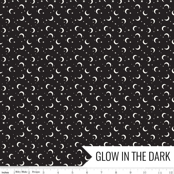 Moon & Stars in Black Glow in the Dark