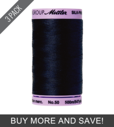 Dark Blue (9104-0827) - Silk Finish Cotton 50wt - 547 Yards (3 Pack)