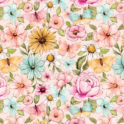 Butterfly Floral in Light Pink