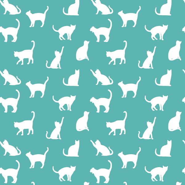 Cat Silhouette in Seafoam