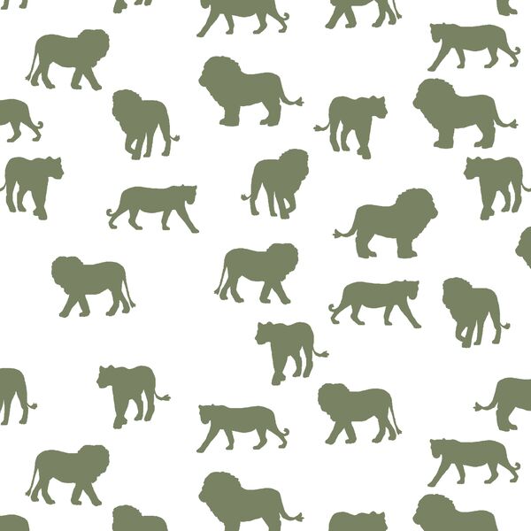 Lion Silhouette in Olive on White