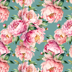 Peony Garden in Pond Blue