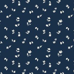 Scattered Daisies in Indigo Blue