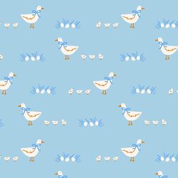 Ducks and Ducklings in Blue